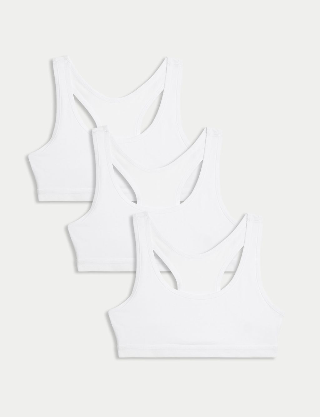 M&S 3pk Cotton Rich Crop Tops (6-16 Yrs) - 13-14 - White, White