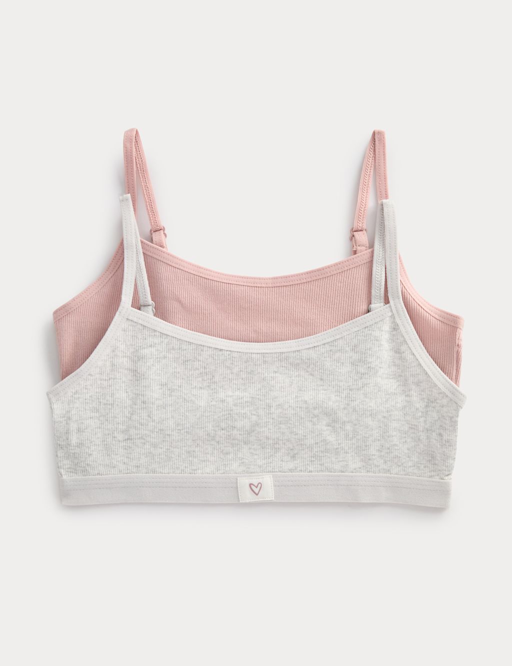 M&S 2 Pack Cotton with Stretch Woven Crop Tops (7-16 Yrs) - 7-8 Years - Pink Mix, Pink Mix