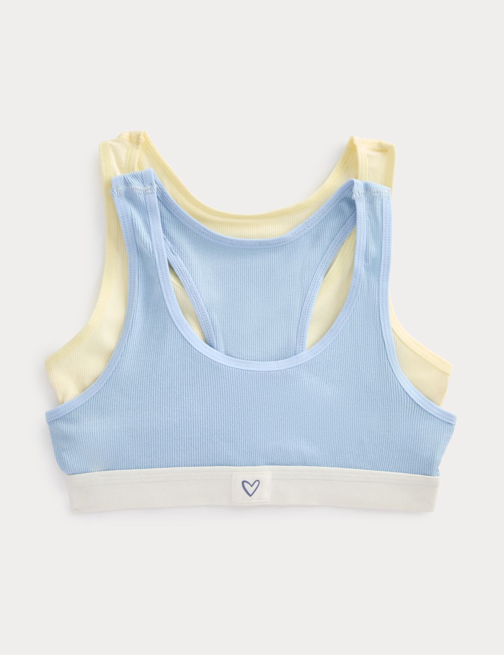 M&S 2 Pack Cotton with Stretch Crop Tops (7-16 Yrs) - 11-12 Years - Blue Mix, Blue Mix