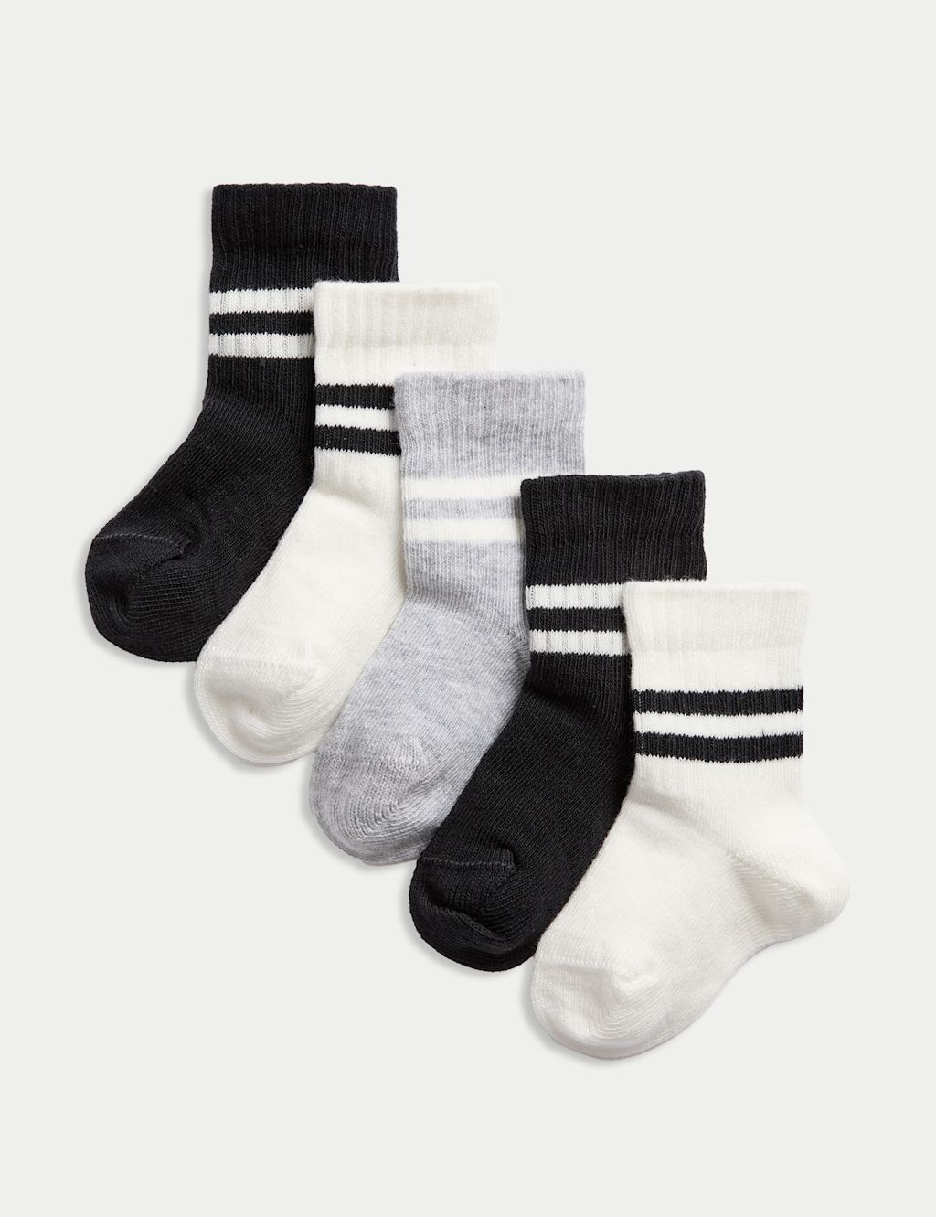 M&S 5pk Cotton Rich Baby Socks (0-3 Yrs) - 0-6 - Black Mix, Black Mix