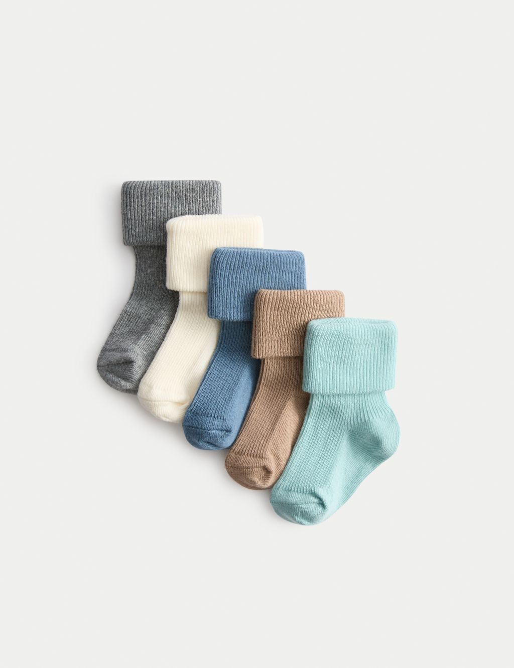 M&S 5pk Cotton Rich Ribbed Baby Socks (0-2 Yrs) - 12-24 - Multi, Multi