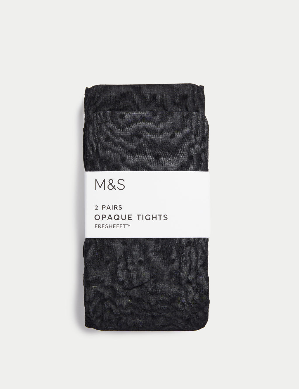 M&S 2 Pack Spotty Opaque Tights (2-14 Yrs) - 7-8 Y - Black, Black