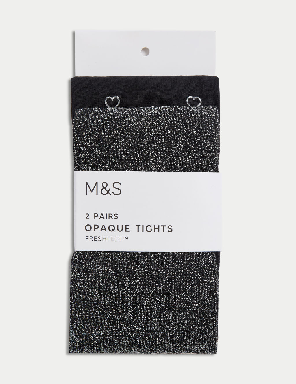 M&S 2 Pack Black Sparkly Tights (2-14 Yrs) - 11-12 - Black Mix, Black Mix
