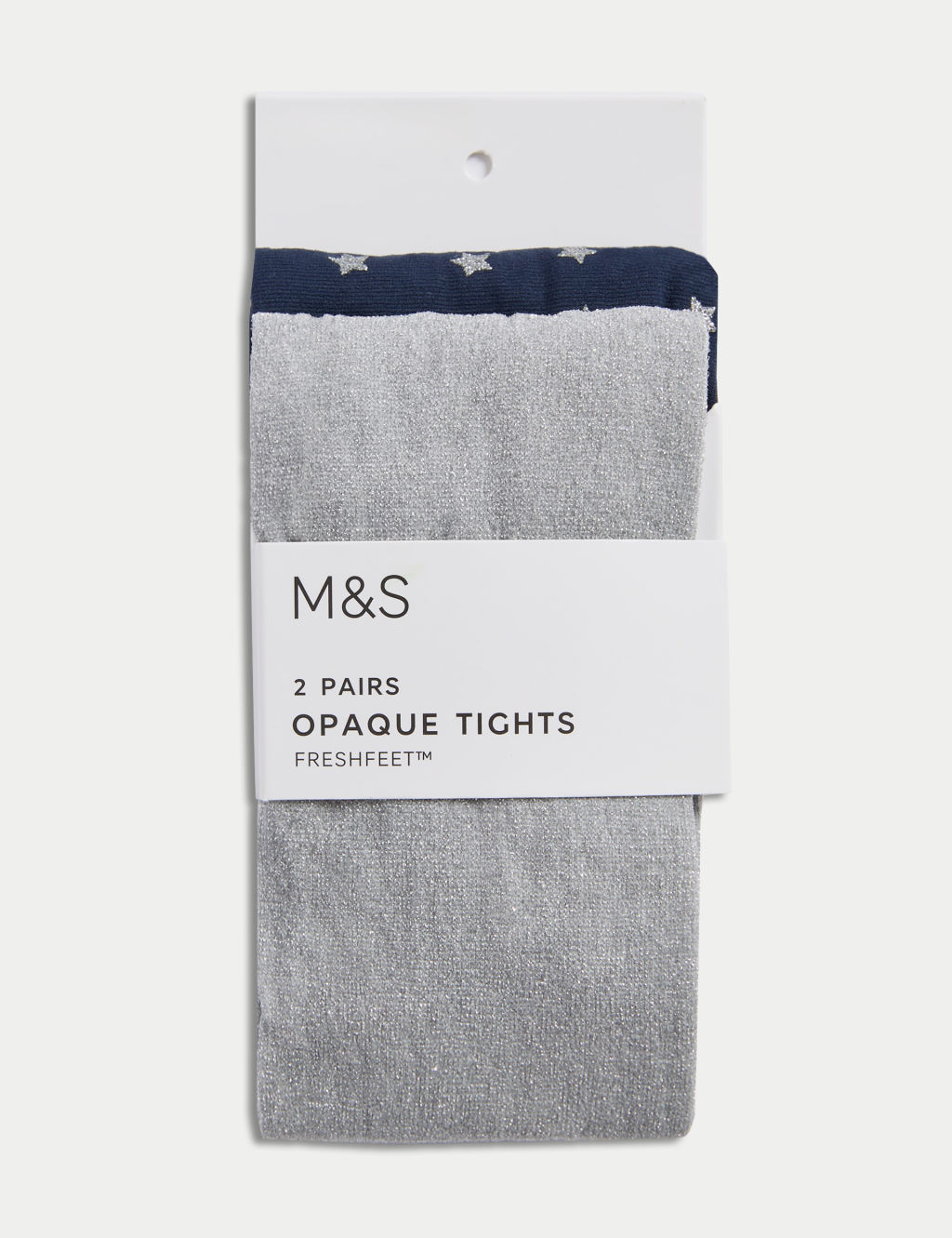 M&S 2 Pack Metallic Star Tights (2-14 Yrs) - 11-12 - Navy Mix, Navy Mix