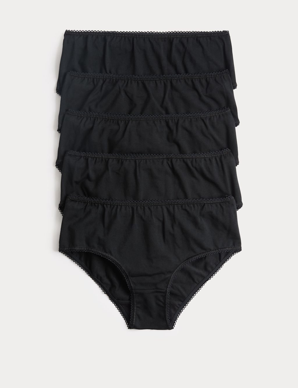 M&S 5 Pack Cotton with Stretch Stoma Knickers (2-16 Yrs) - 11-12 Years - Black, Black