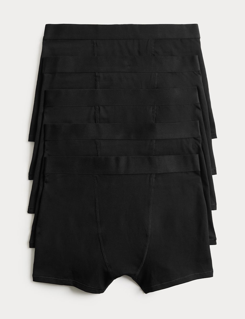 M&S 5 Pack Cotton with Stretch Stoma Trunks (2-16 Yrs) - 11-12 Years - Black, Black