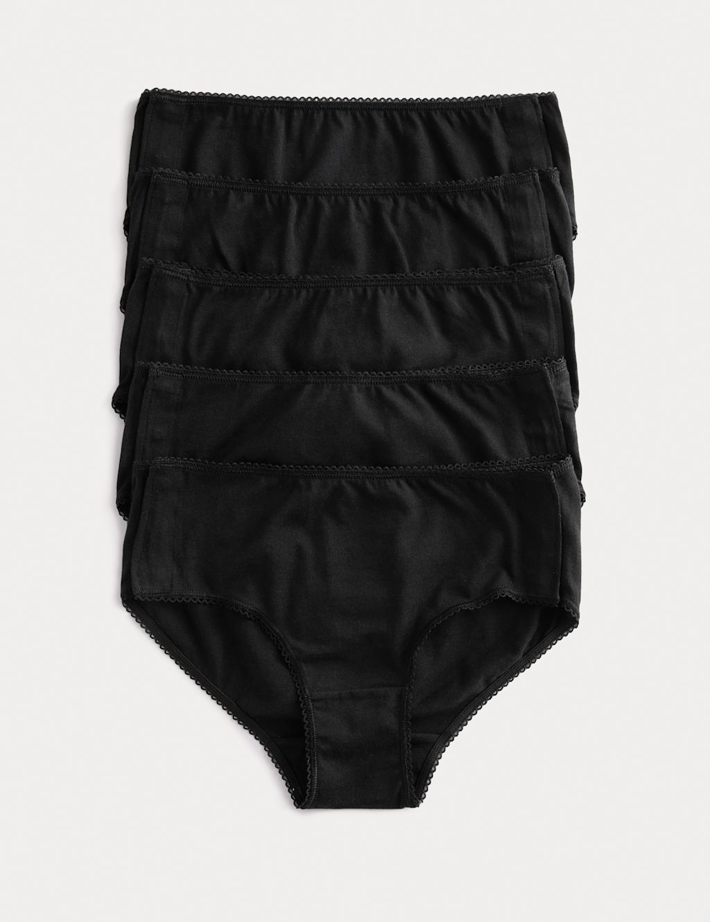 M&S 5 Pack Pure Cotton Adaptive Popper Knickers (2-16 Yrs) - 7-8 Years - Black, Black