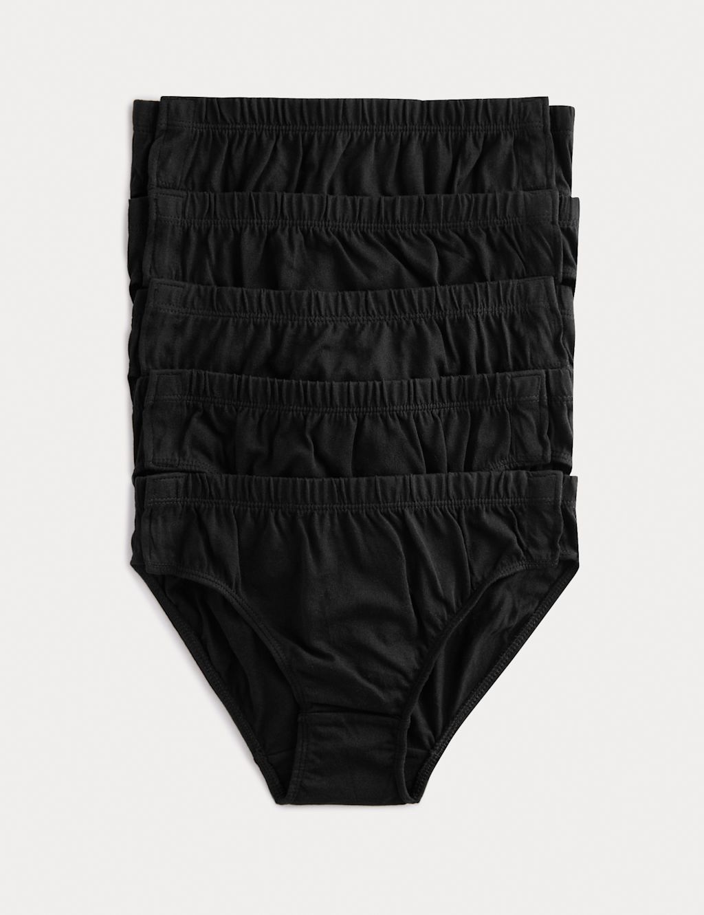 M&S 5 Pack Pure Cotton Adaptive Popper Briefs (2-16 Yrs) - 11-12 Years - Black, Black