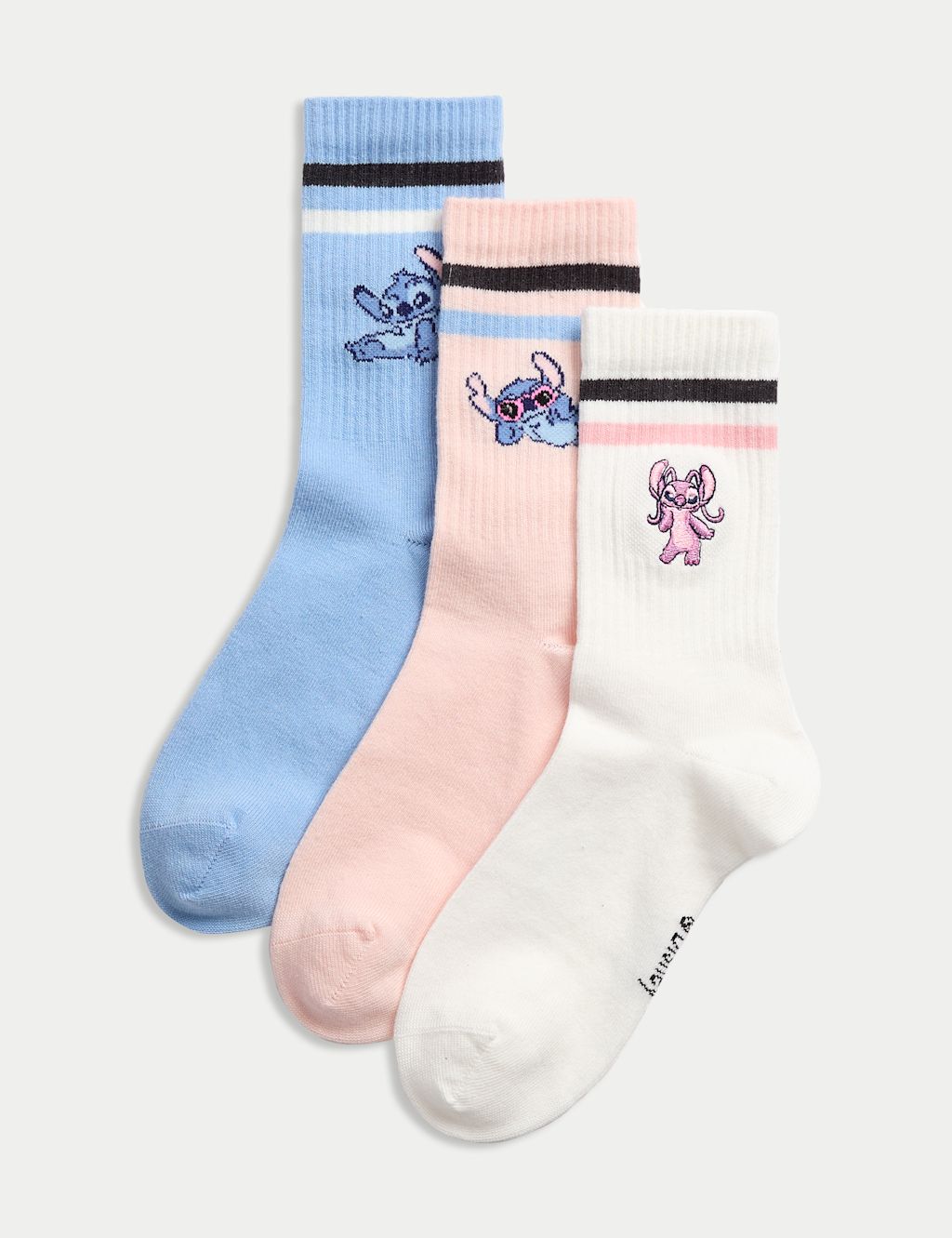 M&S 3pk Cotton Rich Lilo & Stitch™ Socks (6 Small - 7 Large) - 12+3+ - Multi, Multi