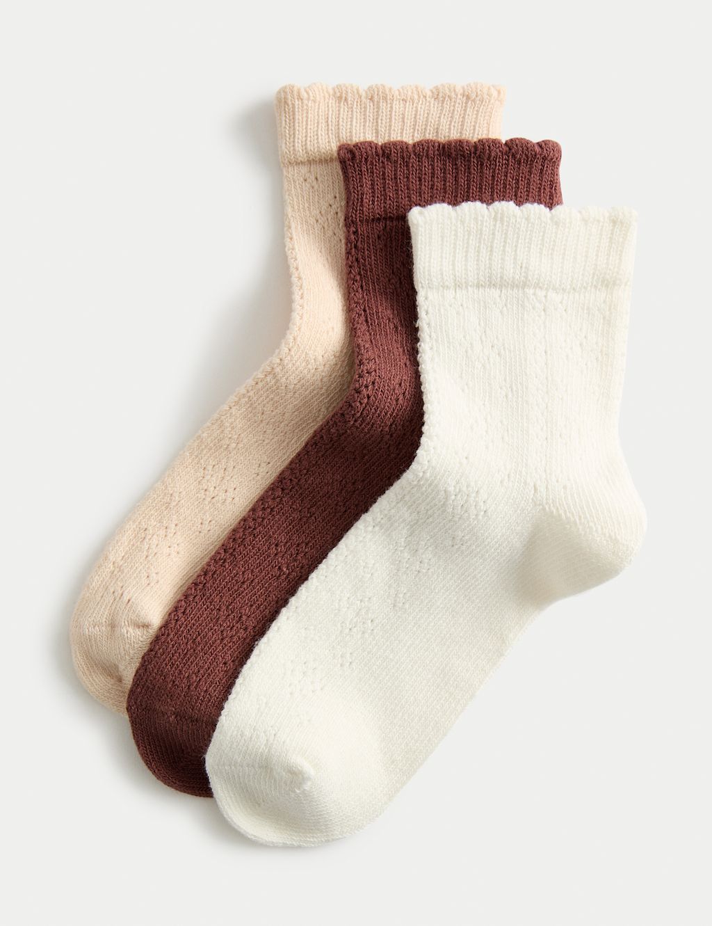 M&S 3pk Cotton Rich Pelerine Socks (6 Small - 7 Large) - 12+3+ - Multi, Multi