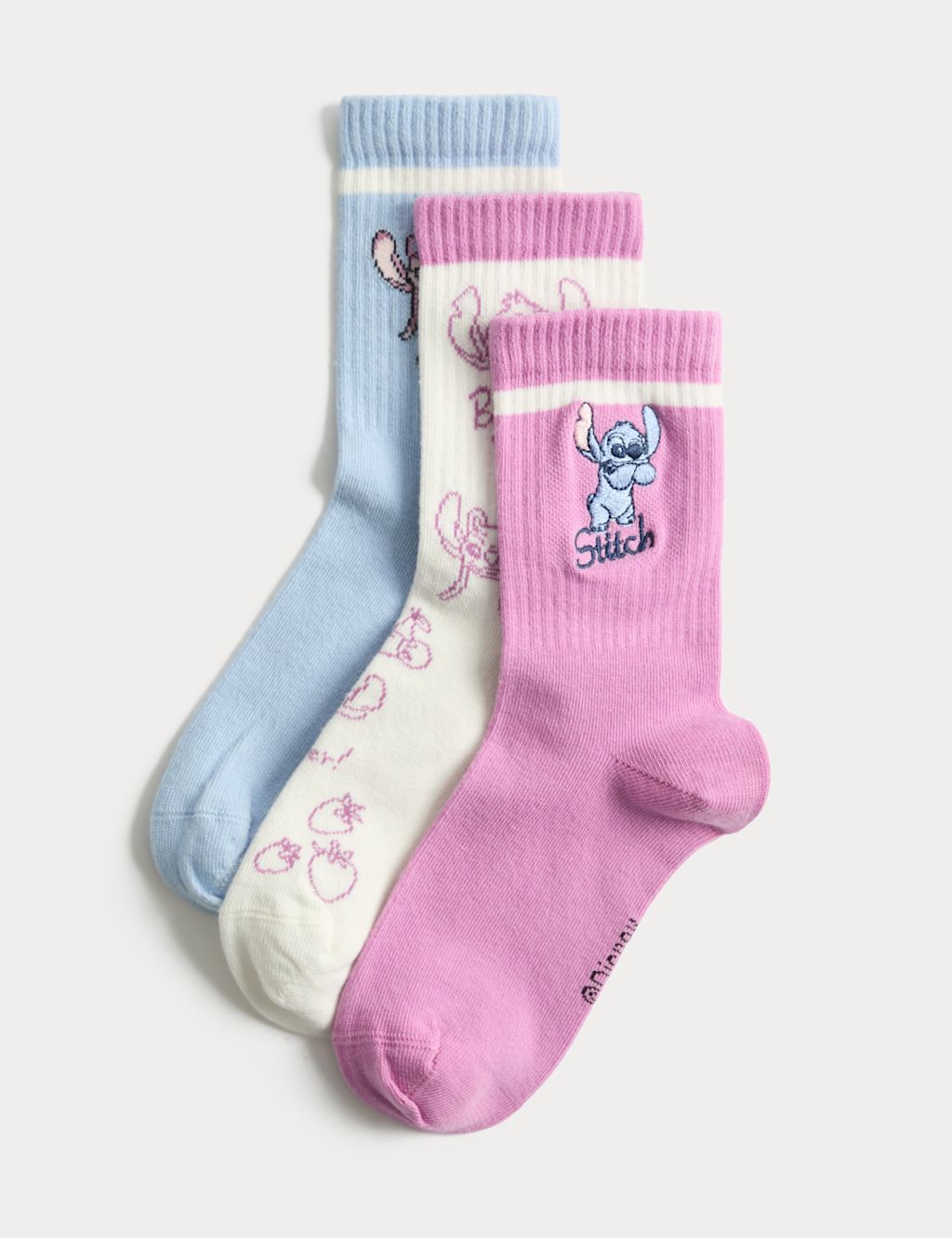 M&S 3 Pack Lilo & Stitch&trade; Socks (6 Small-7 Large) - 12&frac12;-3&frac12; - Pink Mix, Pink Mix