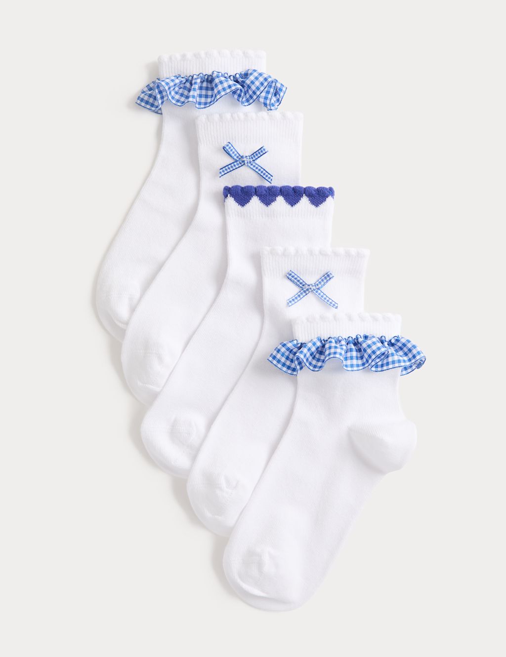 M&S 5 Pack Cotton Rich Socks (6 Small - 7 Large) - 12&frac12;-3&frac12; - Blue Mix, Blue Mix