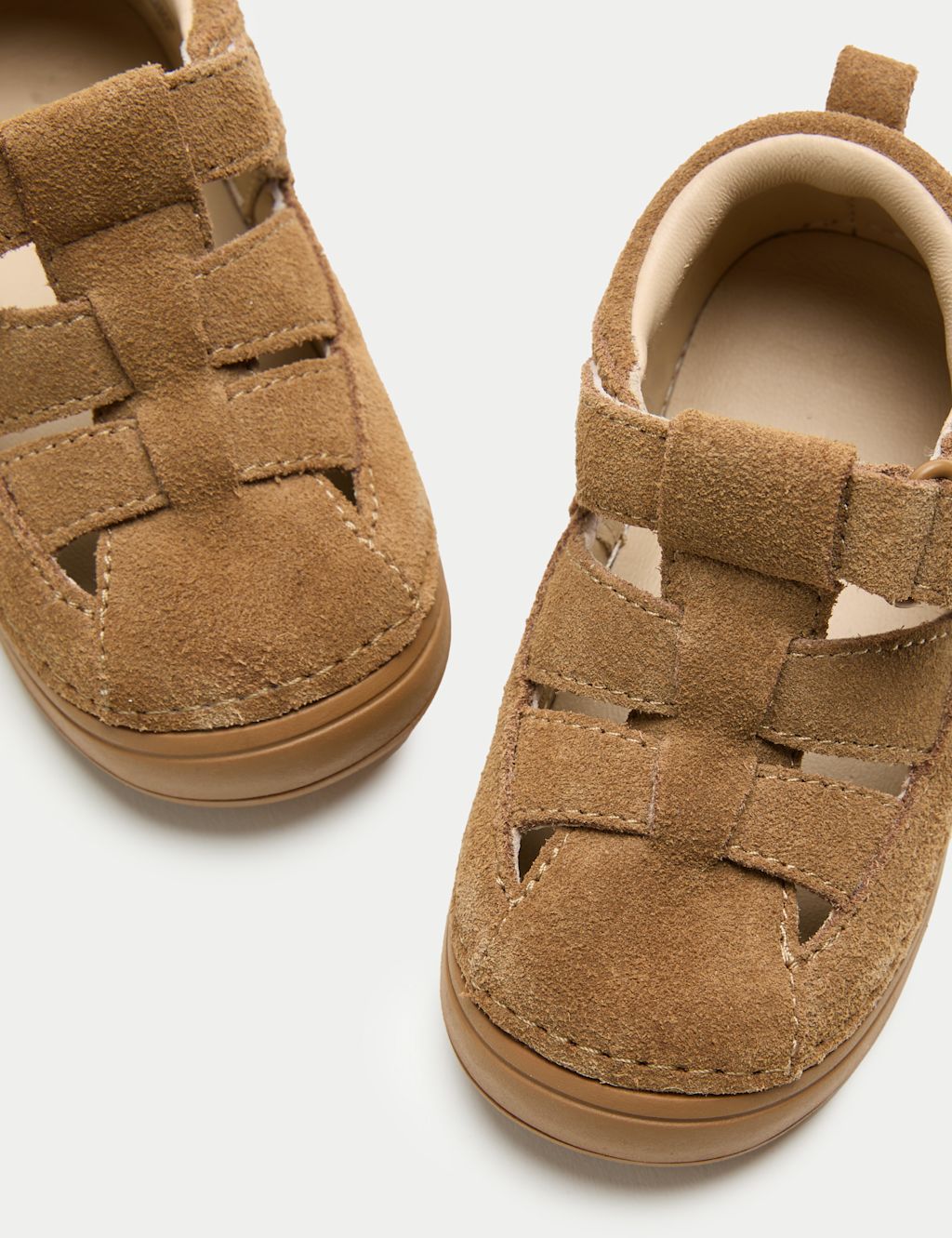 M&S Kids First Walker Suede Fisherman Sandals (2-5 Small) - 2 - Khaki, Khaki