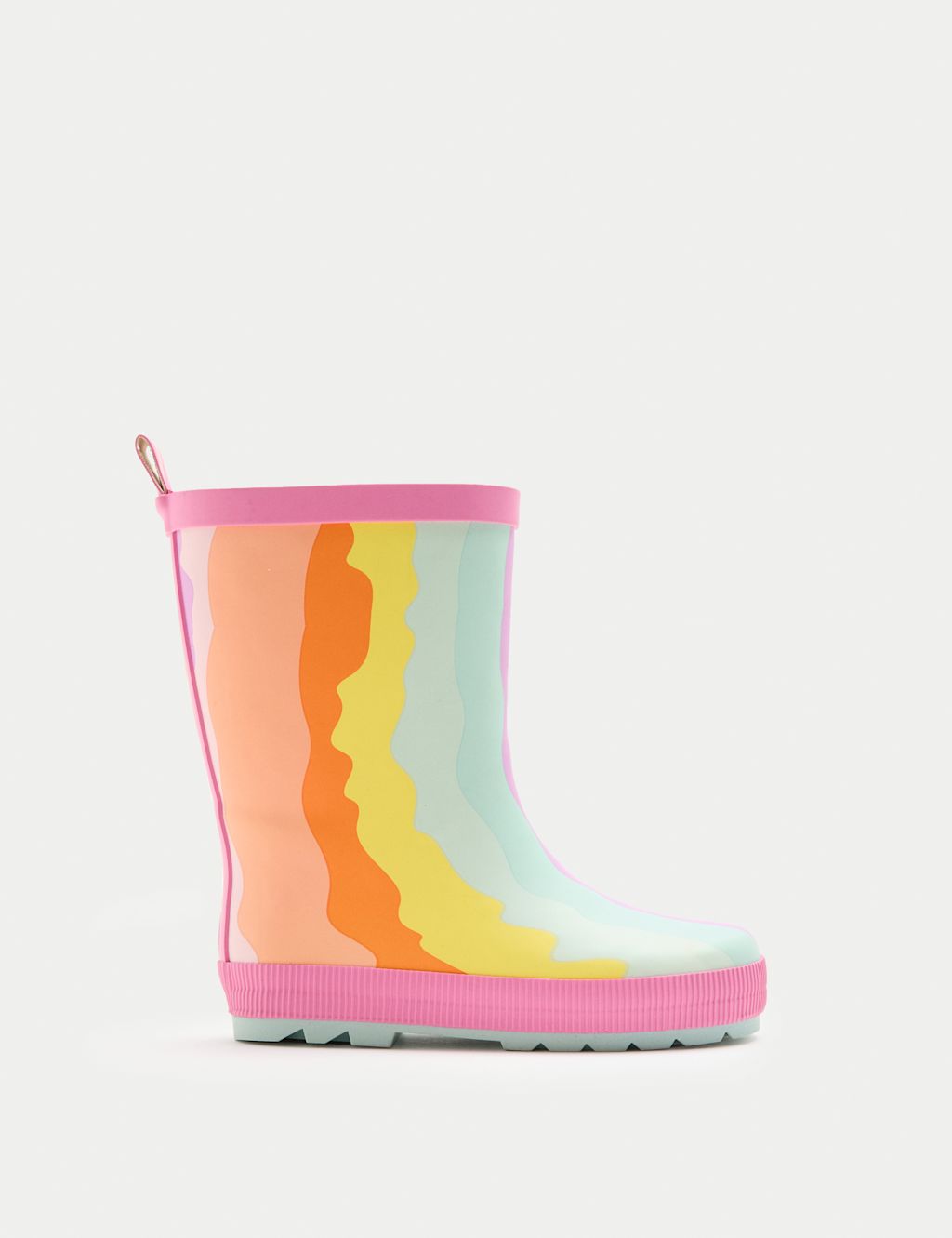 M&S Kids Wavy Patterned Wellies (4 Small - 2 Large) - 1 LSTD - Pink Mix, Pink Mix