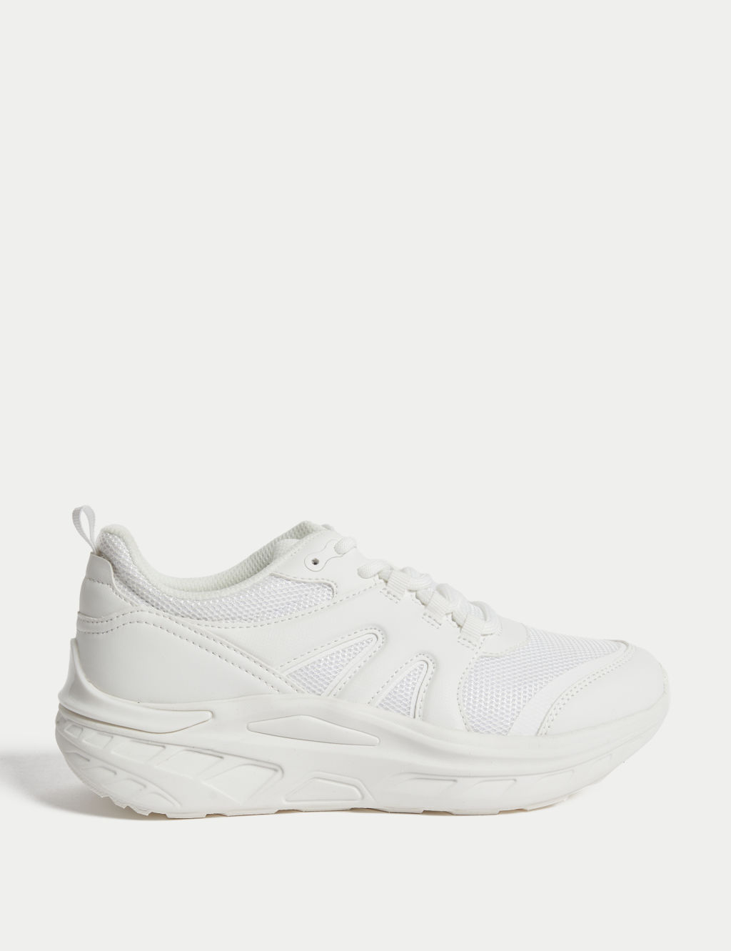 M&S Kids Freshfeet&trade; Trainers (1 Large - 7 Large) - 1 - White, White