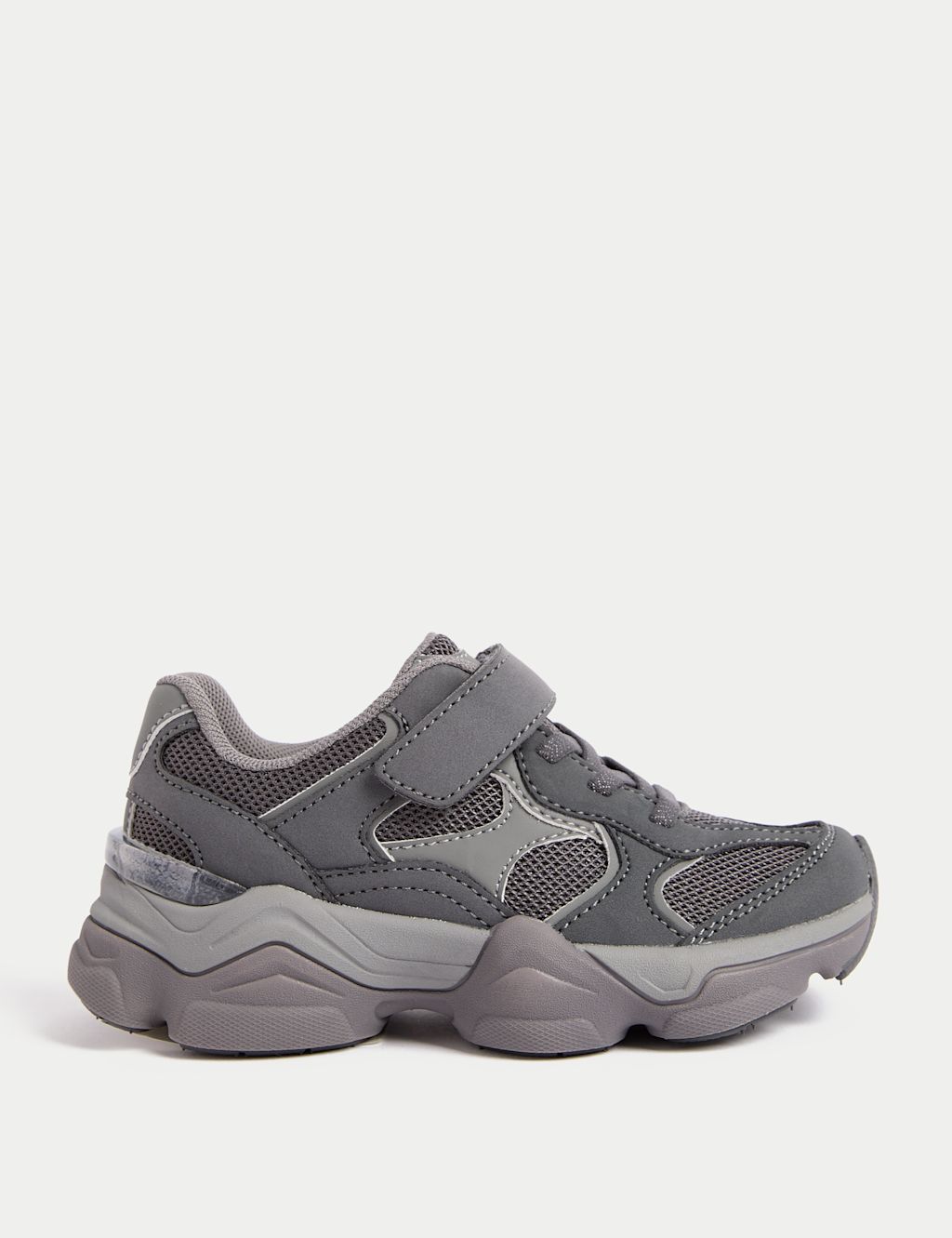 M&S Kids Chunky Freshfeet&trade; Riptape Trainers (4 Small - 3 Large) - 1 - Grey, Grey