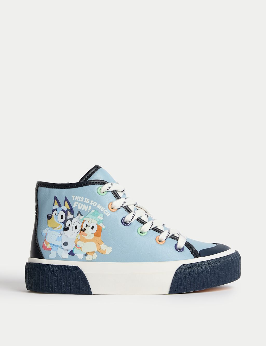 M&S Kids Bluey&trade; High Top Trainers (4 Small - 13 Small) - 10 - Blue Mix, Blue Mix