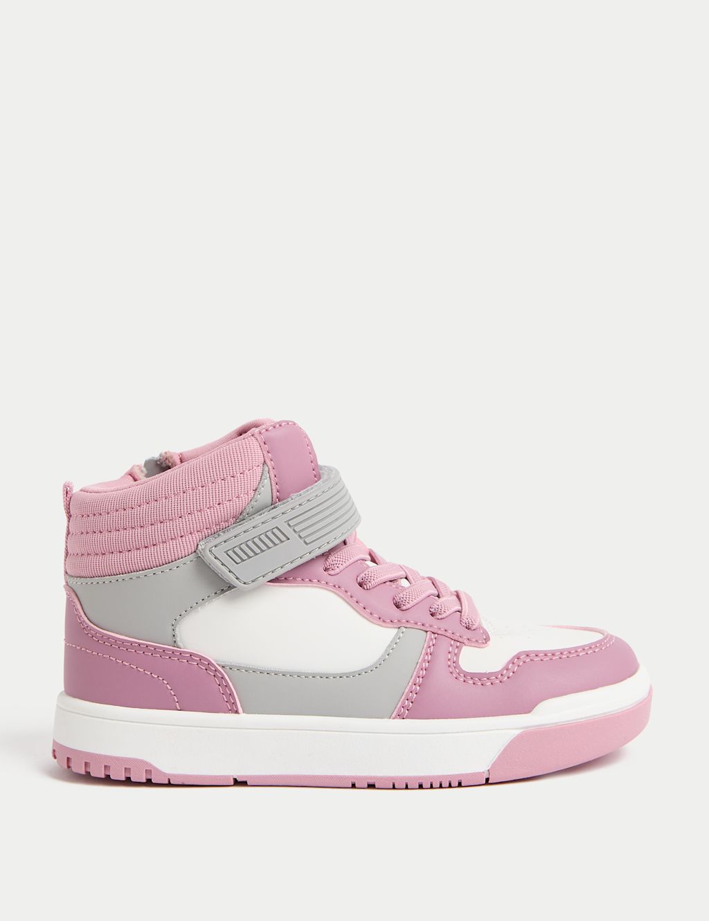 Marks and Spencer Kids High Top Skate Trainers (4 Small - 7 Large) - 1 L - Pink Mix, Pink Mix