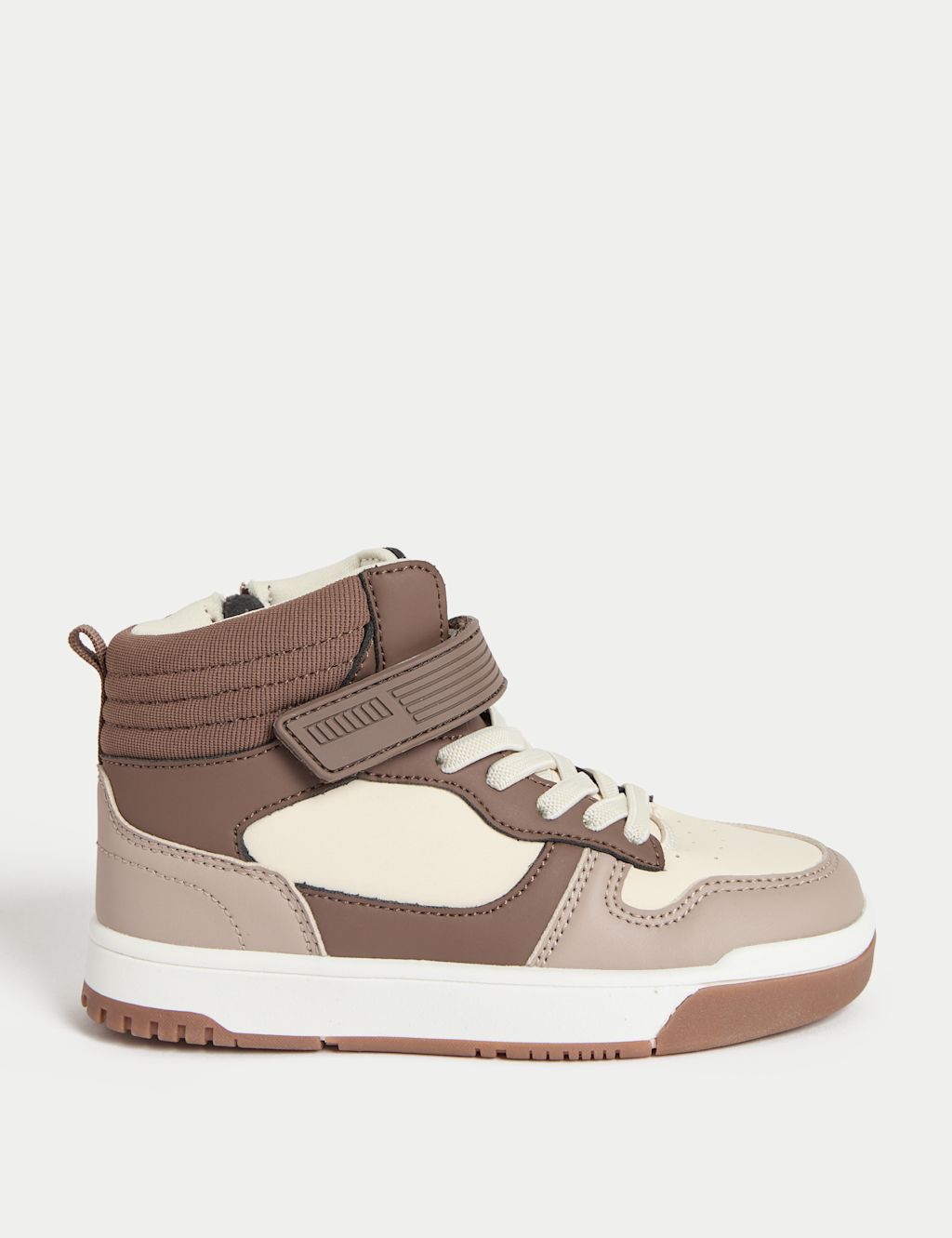 Marks and Spencer Kids High Top Skate Trainers (4 Small - 7 Large) - 1 L - Brown Mix, Brown Mix