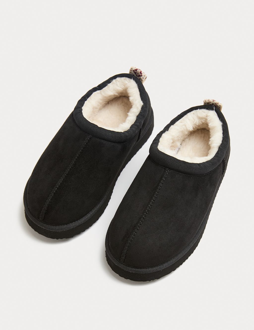 M&S Kids Faux Fur Lined Slippers (9 Small - 7 Large) - 1 - Black, Black