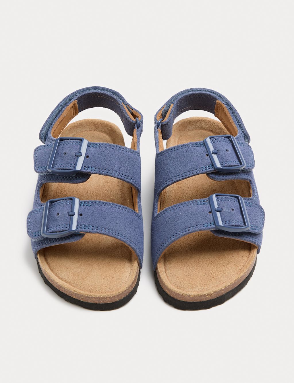 M&S Kids Suede Double Buckle Footbed Sandals (4 Small-2 Large) - 4 - Navy Mix, Navy Mix