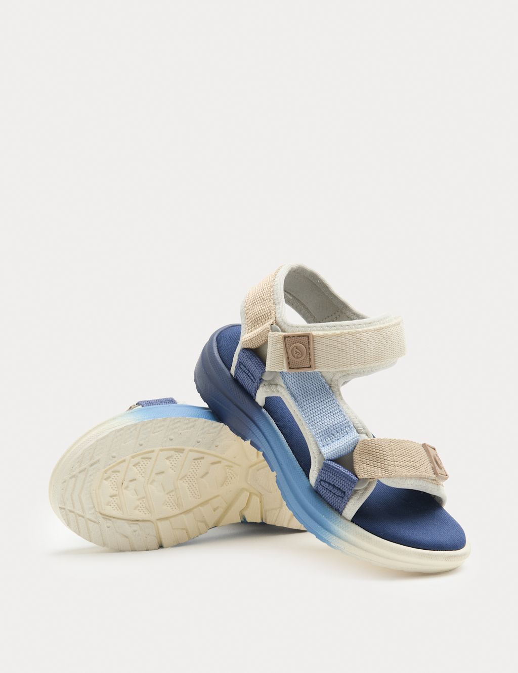 M&S Kids Rip Tape Open Toe Ombre Trekkers (4 Small-2 Large) - 4 - Blue Mix, Blue Mix