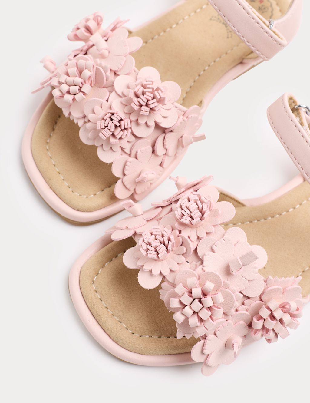 M&S Kids Flower Strap Sandals (4 Small-2 Large) - 1 - Pink, Pink