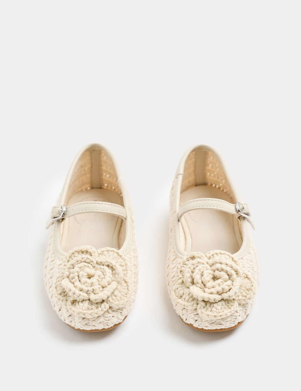 M&S Kids Corsage Flower Ballet Shoes (4 Small-2 Large) - 1 - Neutral, Neutral