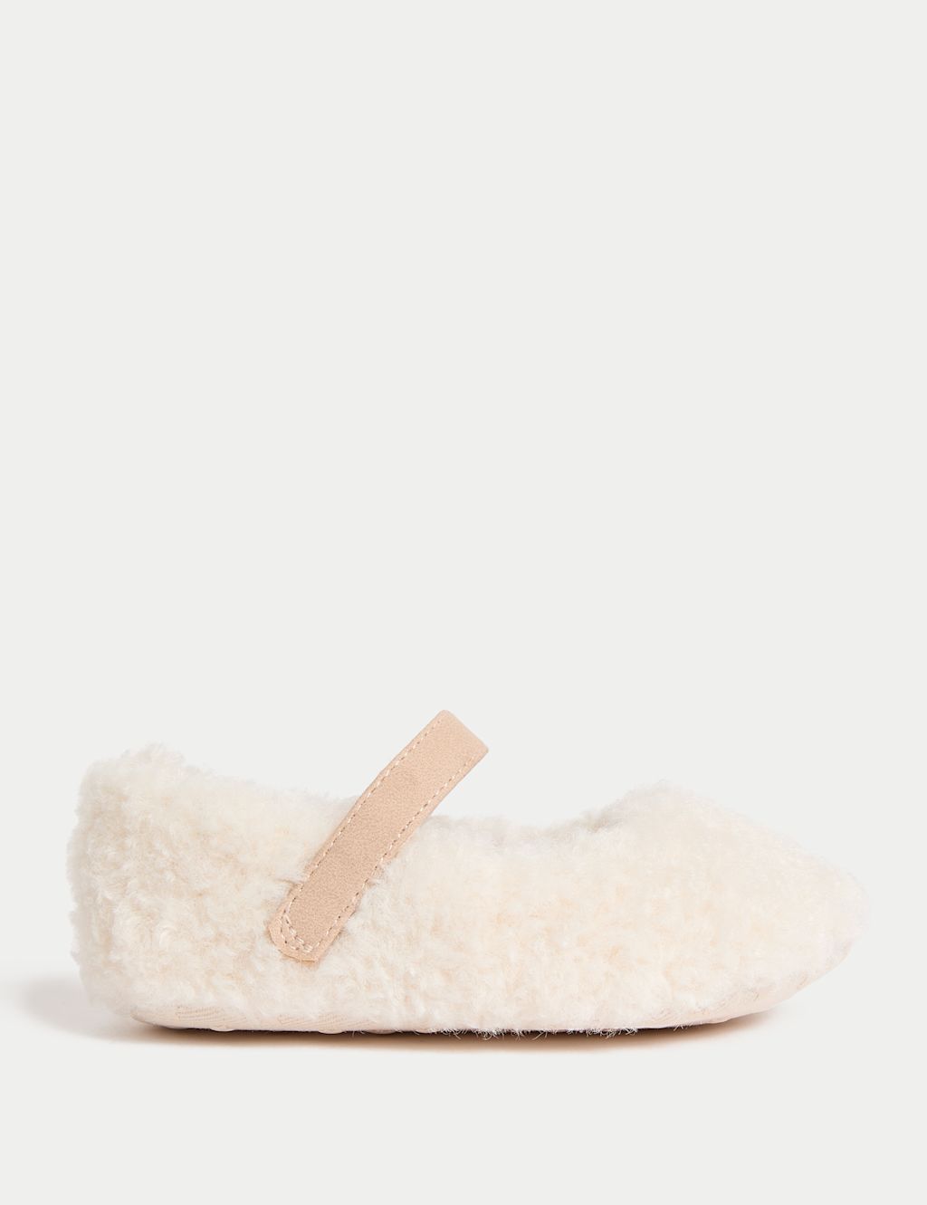M&S Baby Borg Ballet Pram Shoes (0-18 Mths) - 0-3 Months - Ecru, Ecru