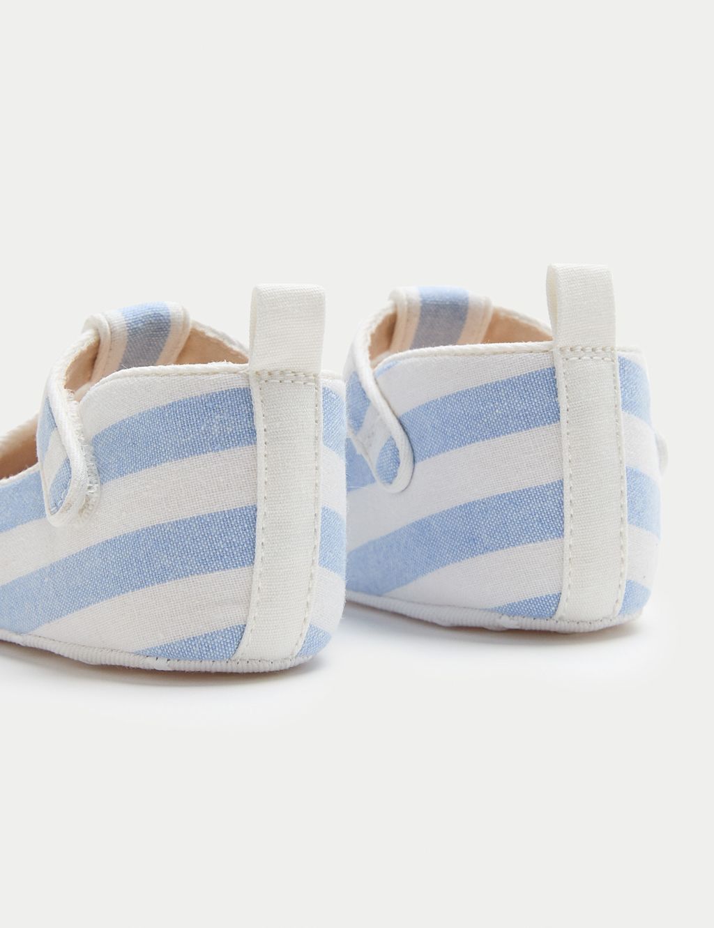 M&S Baby Stripe T-Bar Pram Shoes (0-18 Mths) - 12-18 Months - Blue Mix, Blue Mix