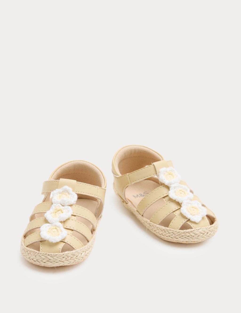 M&S Baby Flower Fisherman Pram Sandals (0-18 Mths) - 0-3 Months - Yellow Mix, Yellow Mix