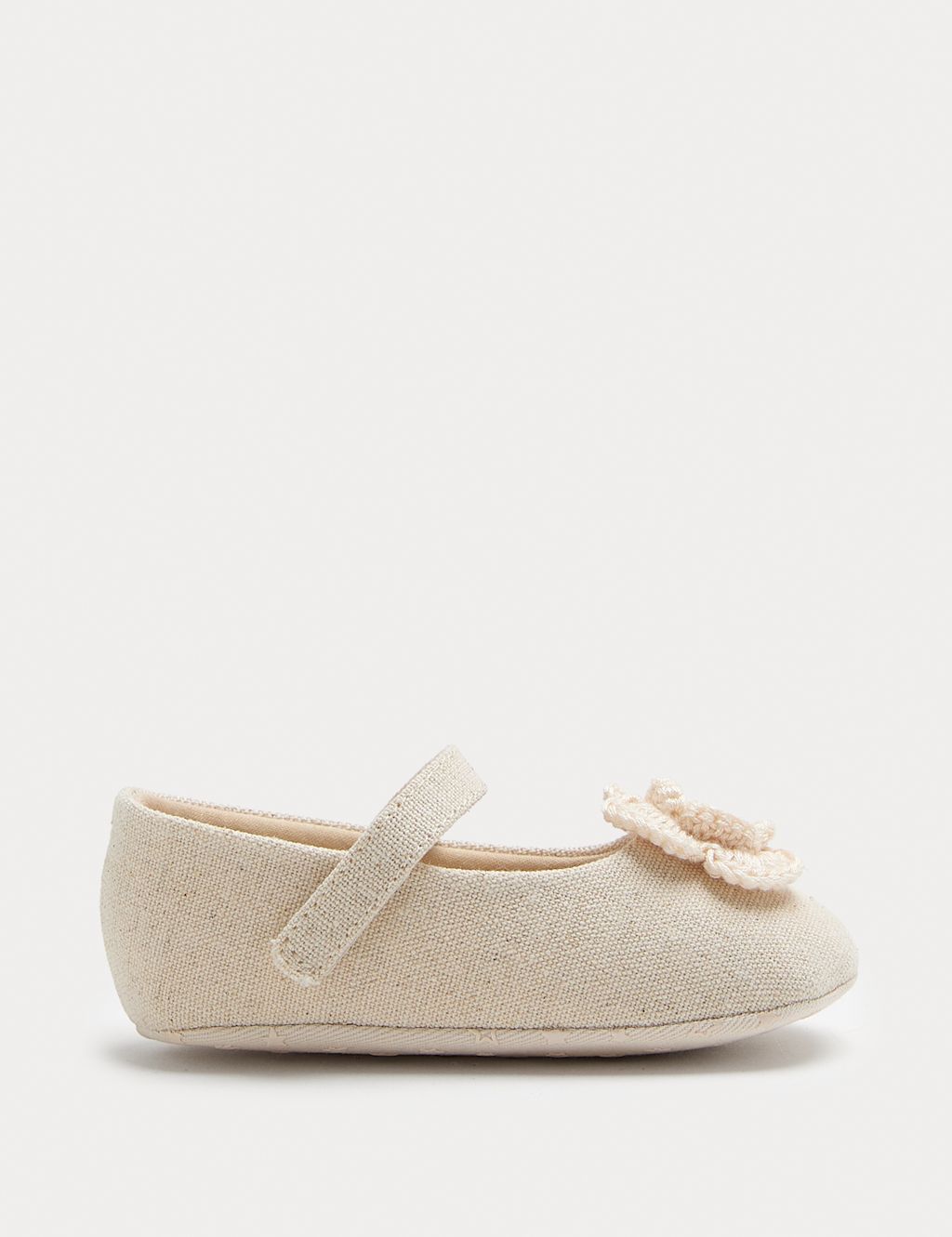 M&S Baby Flower Ballet Pram Shoes (0-18 Mths) - 12-18 Months - Neutral, Neutral