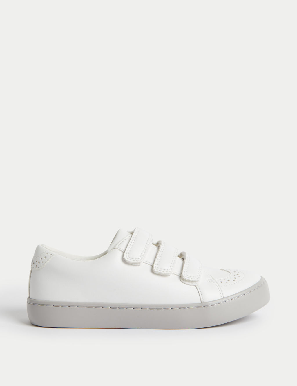 M&S Kids Freshfeet™ Riptape Trainers (1 Large - 7 Large) - 3 L - White, White