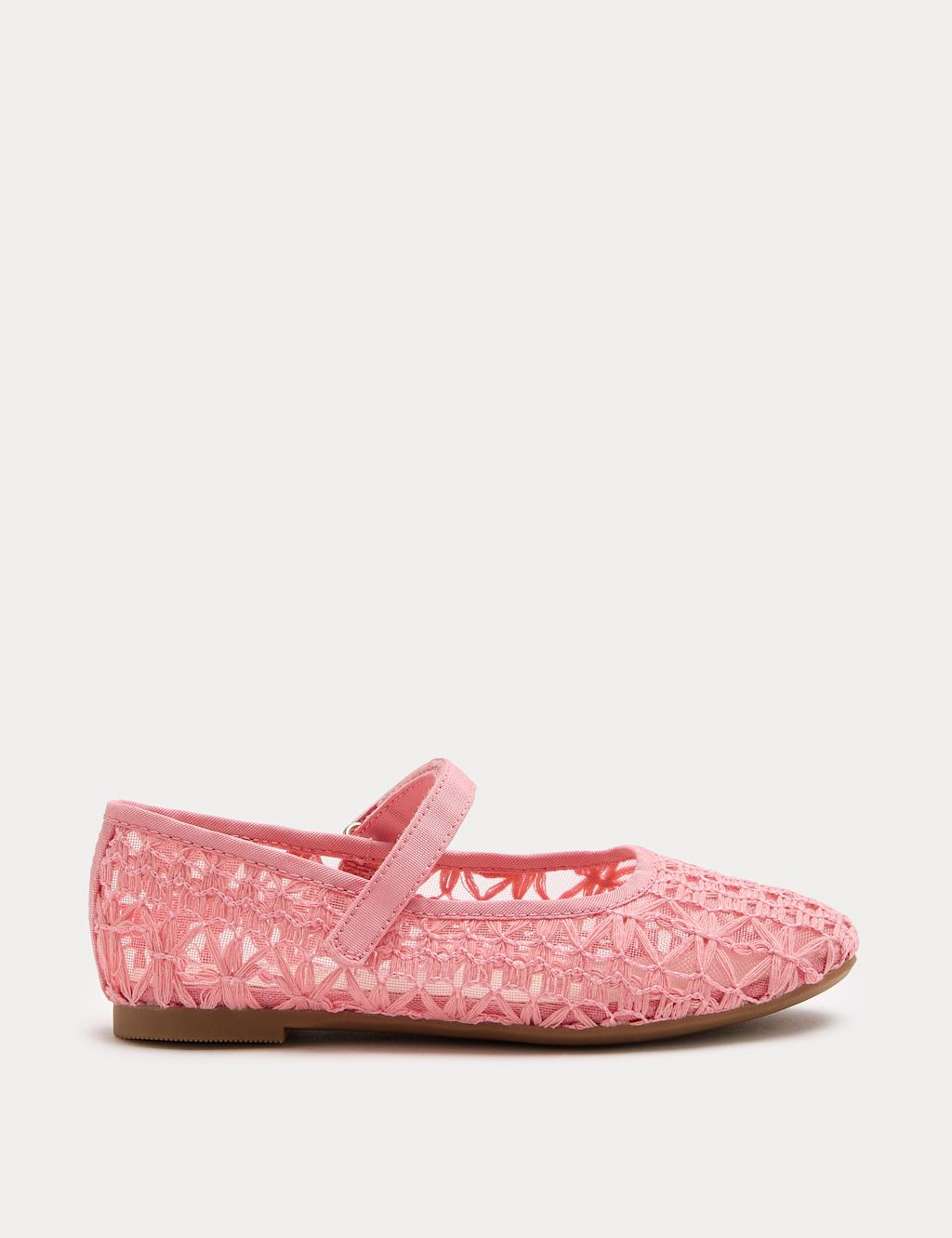 M&S Kids Stitched Mesh Ballet Pumps (4 Small-2 Large) - 1 - Pink Mix, Pink Mix