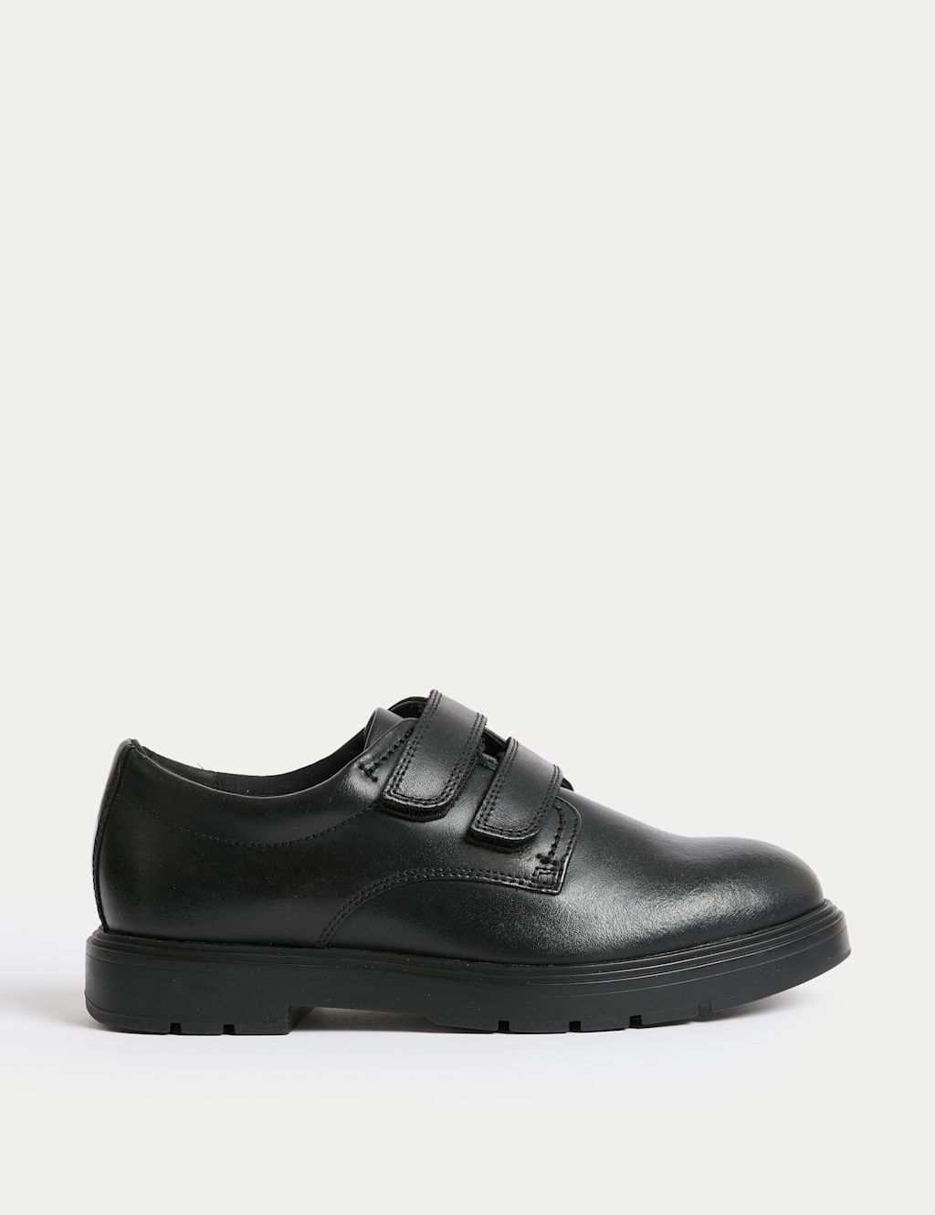 M&S Kids Leather Riptape School Shoes (13 Small - 9 Large) - 2&frac12; - Black, Black