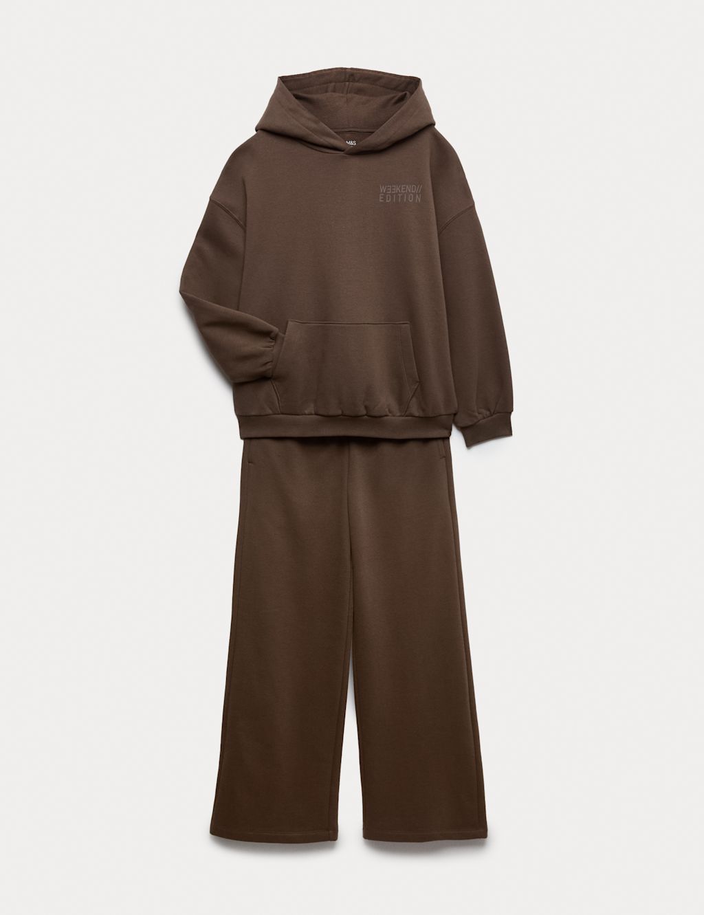 M&S 2pc Wide Leg Hoodie and Joggers Outfit (6-16 Yrs) - 10-11 Years - Chocolate, Chocolate