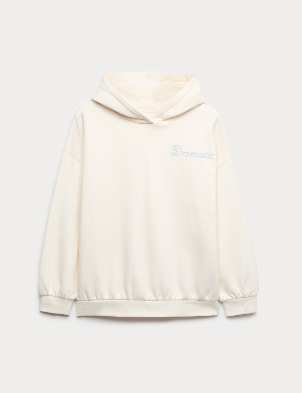 M&S Cotton Rich Dramatic Rose Hoodie (6-16 Yrs) - 10-11 Years - Ecru, Ecru