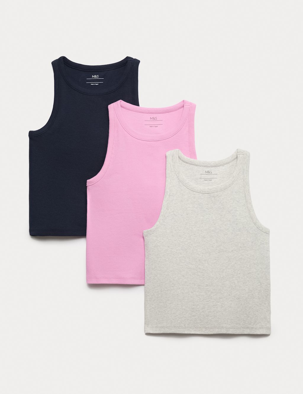 M&S 3 Pack Cotton Rich Vests (6-16 Yrs) - 10-11 Years - Magenta Mix, Magenta Mix