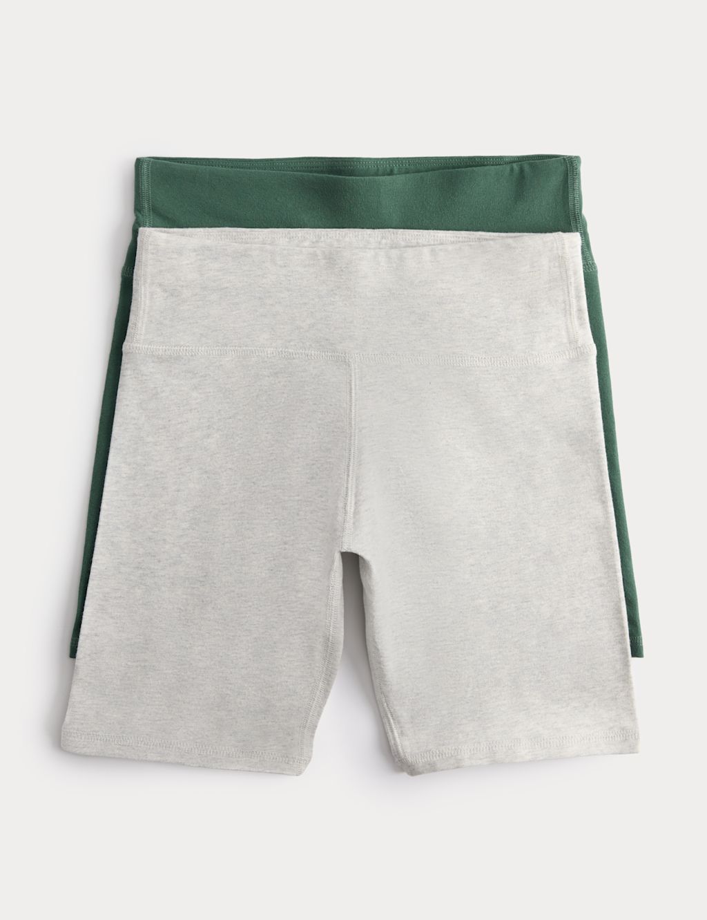 M&S 2 Pack Cotton Rich Cycling Shorts (6-16 Yrs) - 10-11 Years - Green Mix, Green Mix