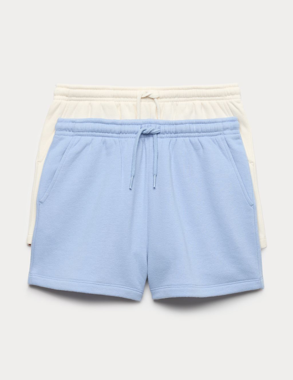 M&S 2 Pack Cotton Rich Jogger Shorts (6-16 Yrs) - 10-11 Years - Blue Mix, Blue Mix