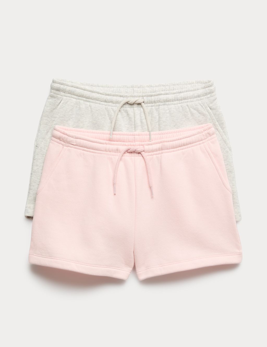 M&S 2 Pack Cotton Rich Jogger Shorts (6-16 Yrs) - 10-11 Years - Grey Mix, Grey Mix