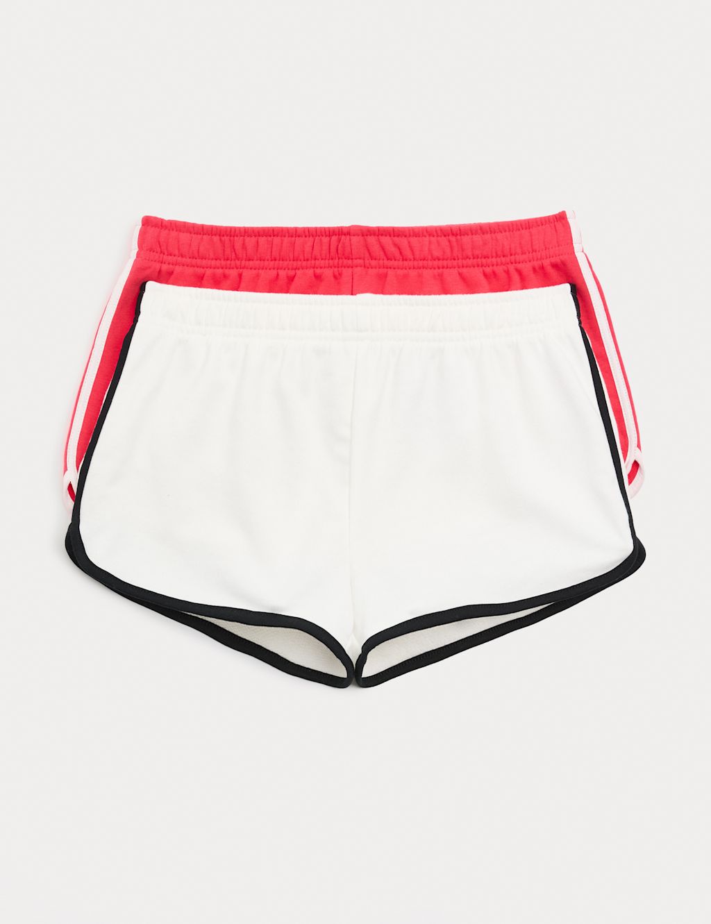 M&S 2 Pack Cotton Rich Runner Shorts (6-16 Yrs) - 10-11 Years - Red Mix, Red Mix