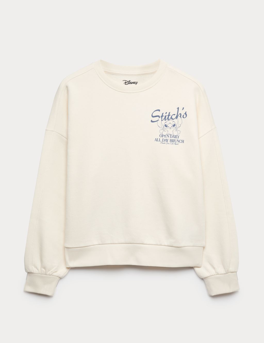 M&S Cotton Rich Lilo & Stitch&trade; Sweatshirt (2-16 Yrs) - 10-11 Years - Ecru, Ecru