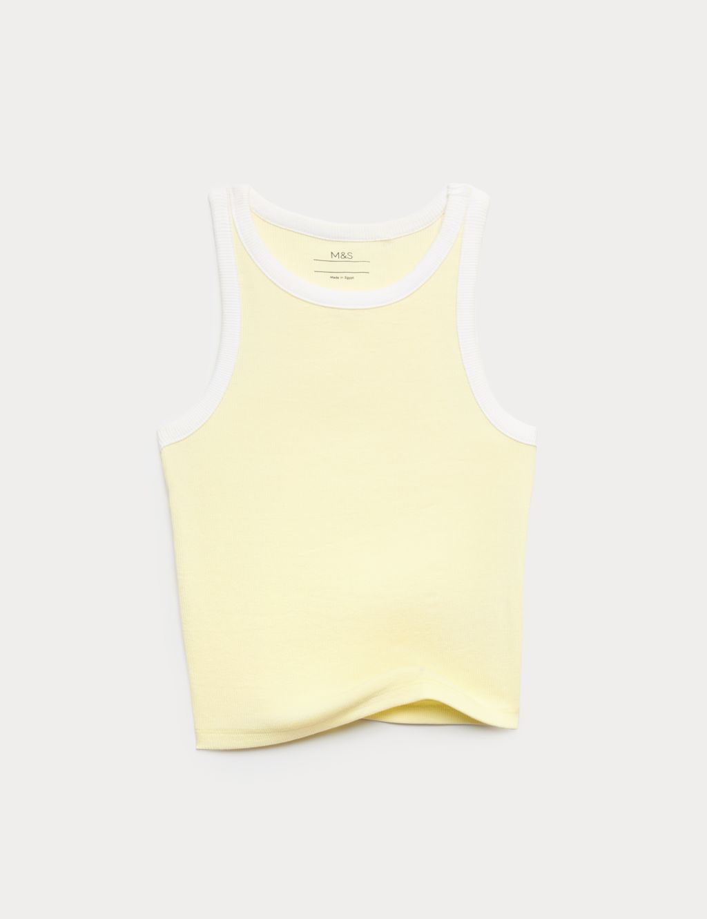 M&S Cotton Rich Vest Top (6-16 Yrs) - 10-11 Years - Pale Yellow, Pale Yellow
