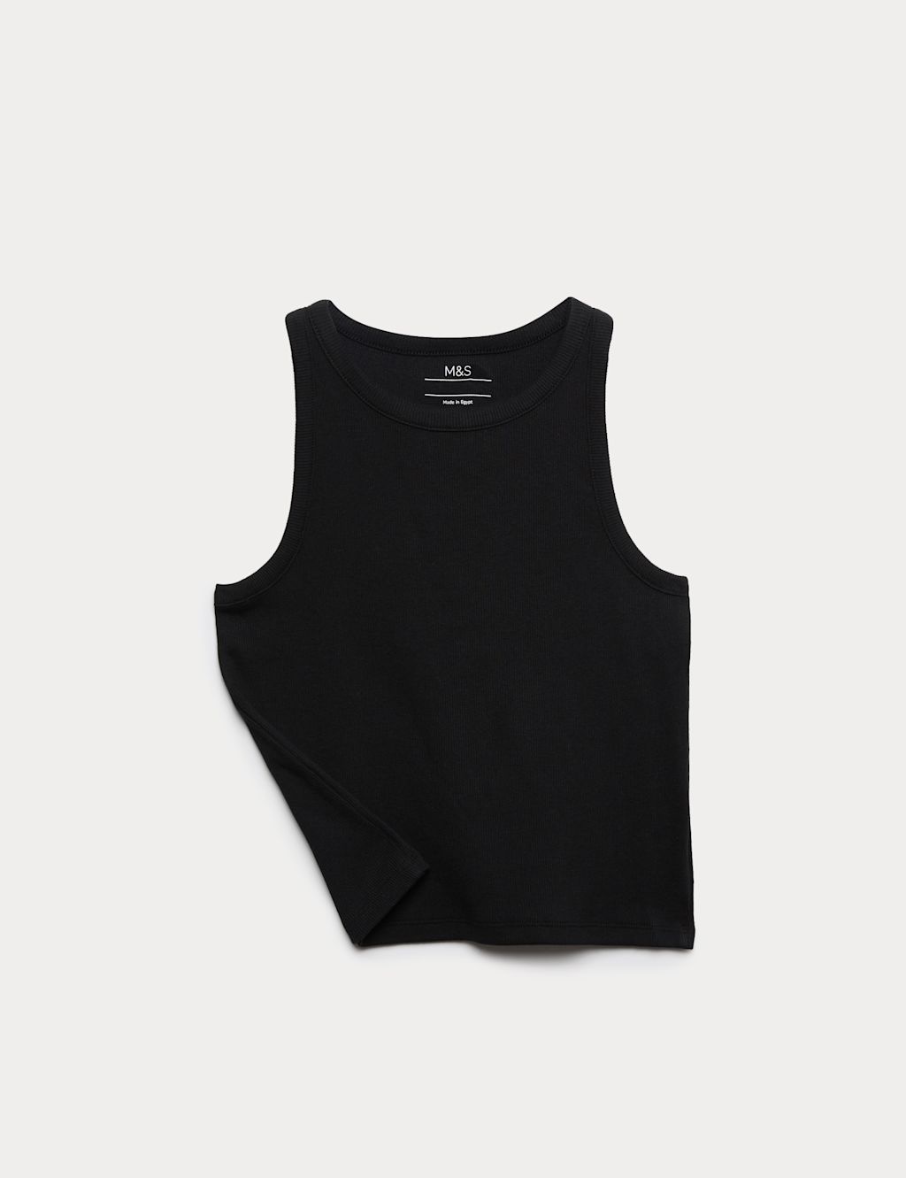 M&S Cotton Rich Vest Top (6-16 Yrs) - 10-11 Years - Black, Black