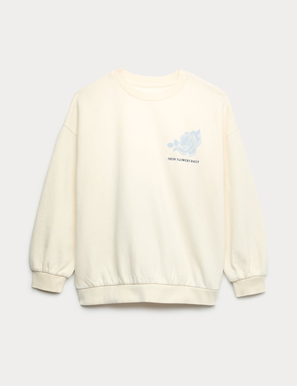 M&S Cotton Rich London Graphic Sweatshirt (6-16 Yrs) - 10-11 - Ecru Mix, Ecru Mix