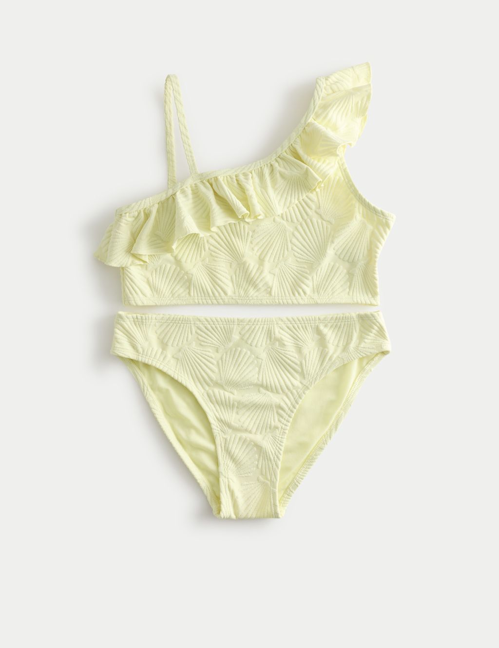 M&S 2 Piece One Shoulder Frill Bikini (6-16 Yrs) - 10-11 Years - Light Citrus, Light Citrus