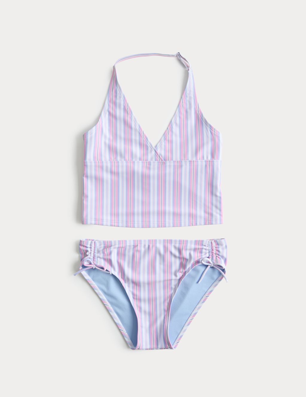 M&S 2 Piece Striped Tankini (6-16 Yrs) - 10-11 Years - Pink Mix, Pink Mix
