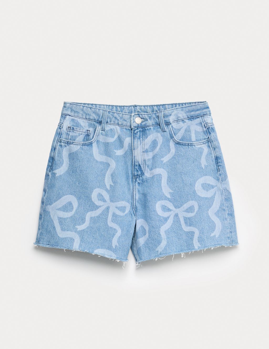 Marks and Spencer Denim Bow Shorts (6-16 Yrs) - 10-11, Denim