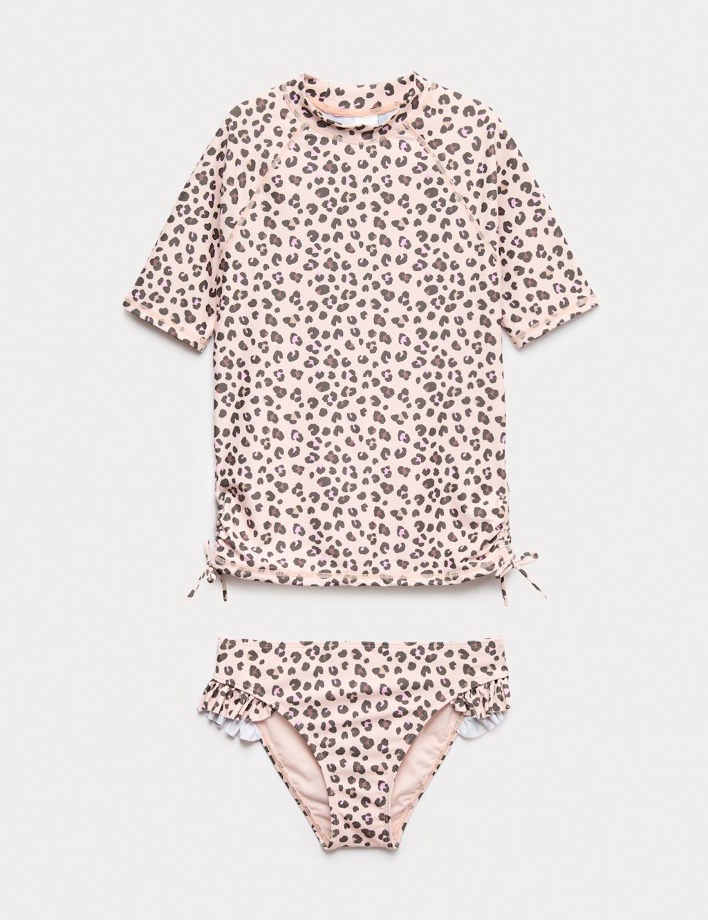 M&S 3pc Leopard Bikini with Rash Vest (6-16 Yrs) - 8-9 Years - Multi, Multi